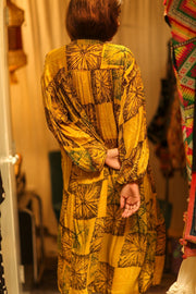ELIZABETH SILK DRESS ANANAS YELLOW - sustainably made MOMO NEW YORK sustainable clothing, dress slow fashion