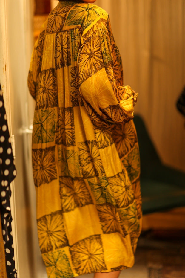 ELIZABETH SILK DRESS ANANAS YELLOW - sustainably made MOMO NEW YORK sustainable clothing, dress slow fashion