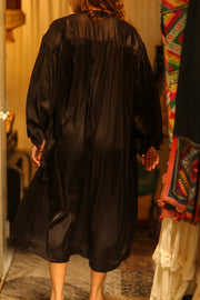 ELIZABETH SILK DRESS BLACK - sustainably made MOMO NEW YORK sustainable clothing, dress slow fashion