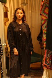 ELIZABETH SILK DRESS BLACK - sustainably made MOMO NEW YORK sustainable clothing, dress slow fashion