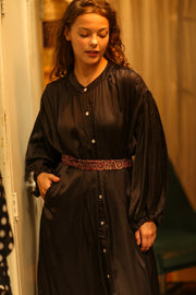 ELIZABETH SILK DRESS BLACK - sustainably made MOMO NEW YORK sustainable clothing, dress slow fashion