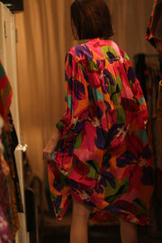 ELIZABETH SILK DRESS COLOR BOMB - sustainably made MOMO NEW YORK sustainable clothing, Boho Chic slow fashion