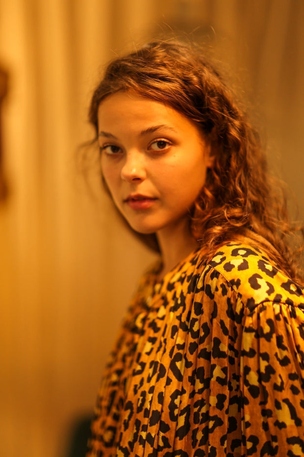 ELIZABETH SILK DRESS LEO - sustainably made MOMO NEW YORK sustainable clothing, Boho Chic slow fashion