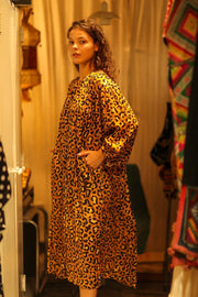 ELIZABETH SILK DRESS LEO - sustainably made MOMO NEW YORK sustainable clothing, Boho Chic slow fashion