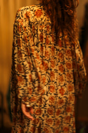 ELIZABETH SILK DRESS MUGHAL BLACK AND RED - sustainably made MOMO NEW YORK sustainable clothing, Boho Chic slow fashion