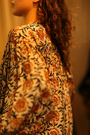 ELIZABETH SILK DRESS MUGHAL BLACK AND RED - sustainably made MOMO NEW YORK sustainable clothing, Boho Chic slow fashion