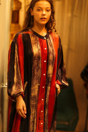 ELIZABETH SILK DRESS POPPY FIELD - sustainably made MOMO NEW YORK sustainable clothing, Boho Chic slow fashion