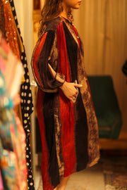 ELIZABETH SILK DRESS POPPY FIELD - sustainably made MOMO NEW YORK sustainable clothing, Boho Chic slow fashion