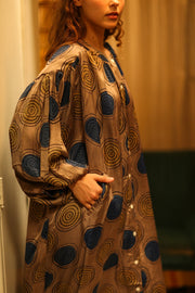 ELIZABETH SILK DRESS YO - YO YELLOW - sustainably made MOMO NEW YORK sustainable clothing, Boho Chic slow fashion