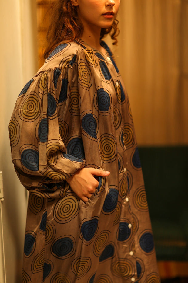 ELIZABETH SILK DRESS YO - YO YELLOW - sustainably made MOMO NEW YORK sustainable clothing, Boho Chic slow fashion