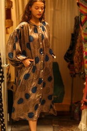 ELIZABETH SILK DRESS YO - YO YELLOW - sustainably made MOMO NEW YORK sustainable clothing, Boho Chic slow fashion