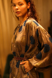 ELIZABETH SILK DRESS YO - YO YELLOW - sustainably made MOMO NEW YORK sustainable clothing, Boho Chic slow fashion