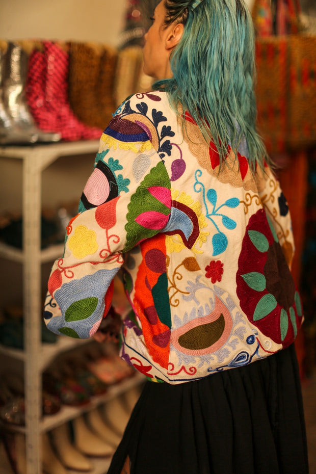 EMBROIDERED BOMBER JACKET CLARA - sustainably made MOMO NEW YORK sustainable clothing, bestseller slow fashion