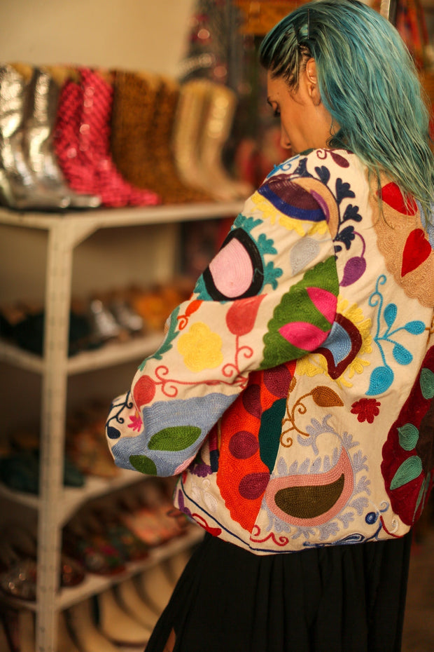 EMBROIDERED BOMBER JACKET CLARA - sustainably made MOMO NEW YORK sustainable clothing, bestseller slow fashion