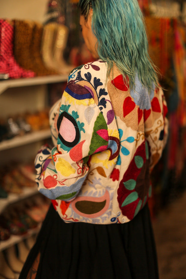 EMBROIDERED BOMBER JACKET CLARA - sustainably made MOMO NEW YORK sustainable clothing, bestseller slow fashion