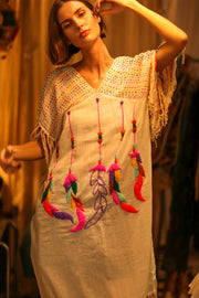 EMBROIDERED COTTON DRESS DREAM GIRL - sustainably made MOMO NEW YORK sustainable clothing, dresskaftan slow fashion