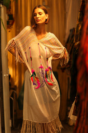 EMBROIDERED COTTON DRESS DREAM GIRL - sustainably made MOMO NEW YORK sustainable clothing, dresskaftan slow fashion