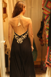 EMBROIDERED COTTON DRESS ROSE - sustainably made MOMO NEW YORK sustainable clothing, Boho Chic Dress slow fashion