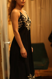 EMBROIDERED COTTON DRESS ROSE - sustainably made MOMO NEW YORK sustainable clothing, Boho Chic Dress slow fashion