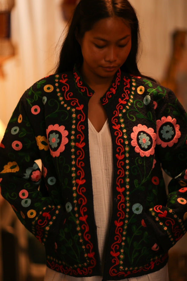 EMBROIDERED JACKET INGRID ARNOLD - sustainably made MOMO NEW YORK sustainable clothing, bestseller slow fashion