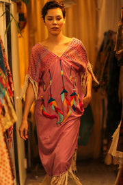 EMBROIDERED KAFTAN DRESS PHOEBIN - sustainably made MOMO NEW YORK sustainable clothing, bestseller slow fashion