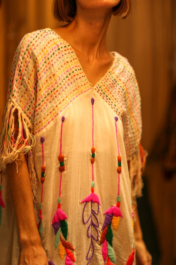 EMBROIDERED KAFTAN DRESS PHOEBIN - sustainably made MOMO NEW YORK sustainable clothing, bestseller slow fashion