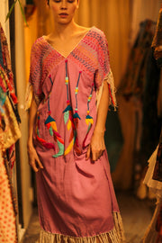 EMBROIDERED KAFTAN DRESS PHOEBIN - sustainably made MOMO NEW YORK sustainable clothing, bestseller slow fashion