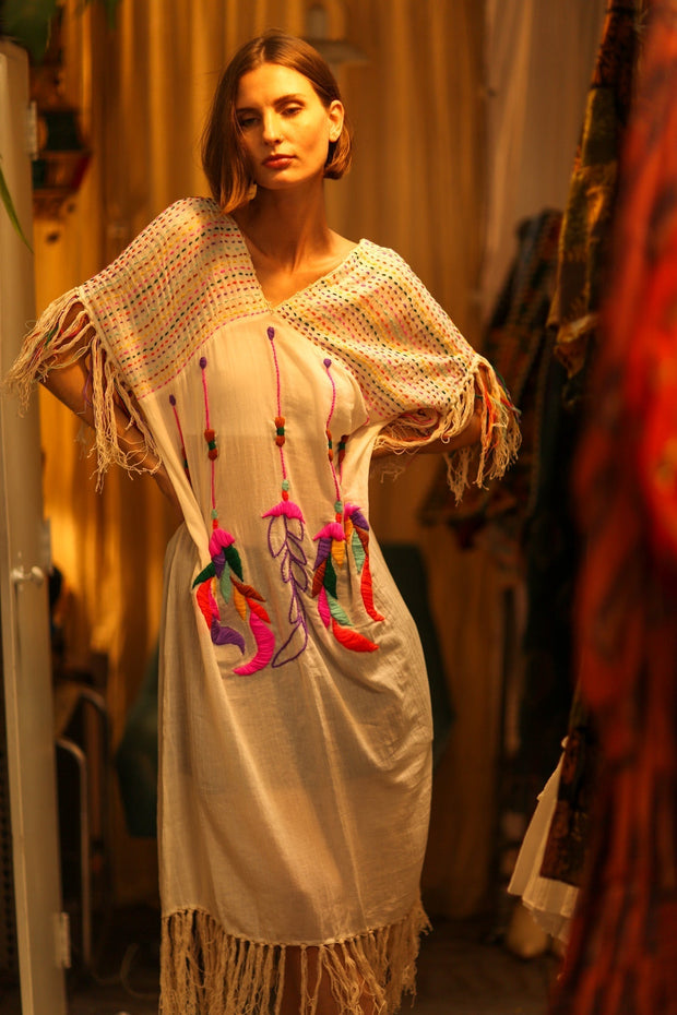 EMBROIDERED KAFTAN DRESS PHOEBIN - sustainably made MOMO NEW YORK sustainable clothing, bestseller slow fashion