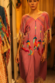 EMBROIDERED KAFTAN DRESS PHOEBIN - sustainably made MOMO NEW YORK sustainable clothing, bestseller slow fashion