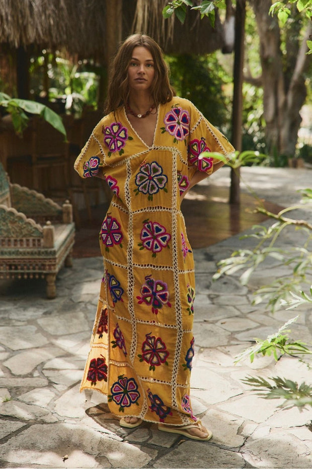 EMBROIDERED KAFTAN JOSIN - sustainably made MOMO NEW YORK sustainable clothing, bestseller slow fashion