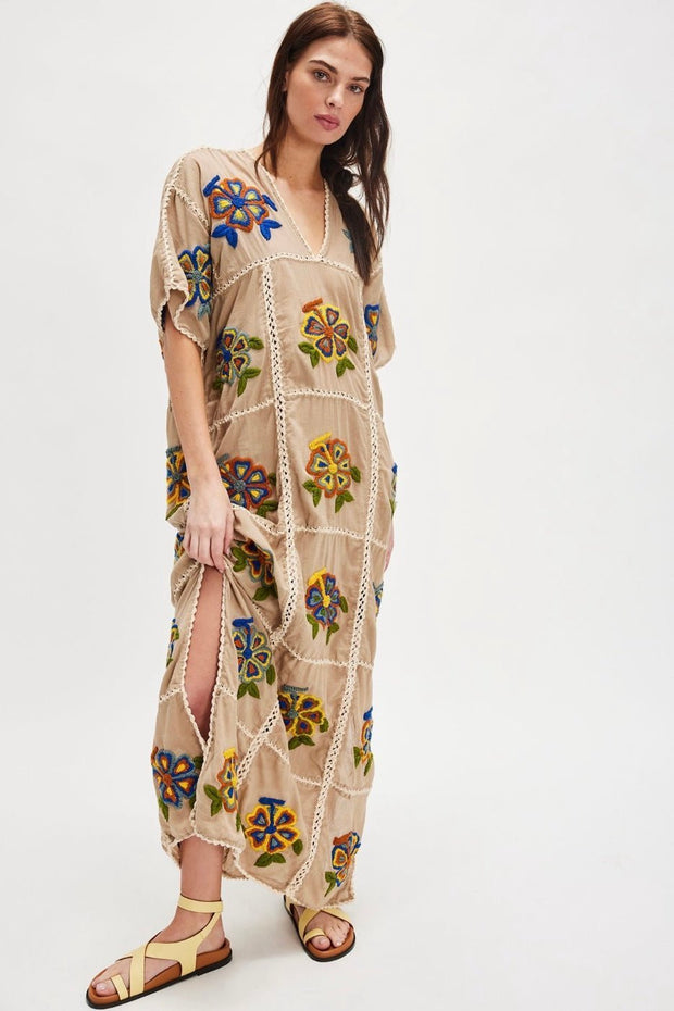 EMBROIDERED KAFTAN JOSIN - sustainably made MOMO NEW YORK sustainable clothing, bestseller slow fashion