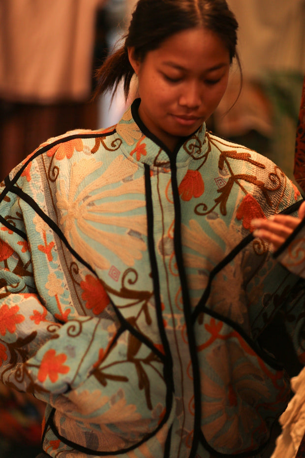 EMBROIDERED KANTHA JACKET LIZA - sustainably made MOMO NEW YORK sustainable clothing, bestseller slow fashion