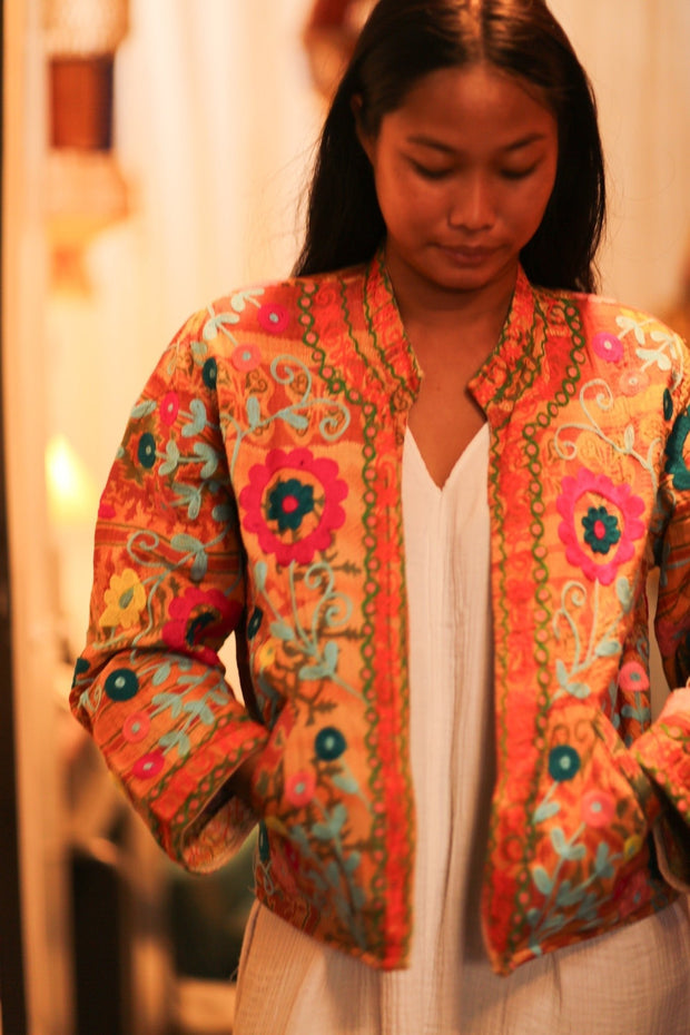 EMBROIDERED KANTHA JACKET TOKYO EDIT - sustainably made MOMO NEW YORK sustainable clothing, bestseller slow fashion