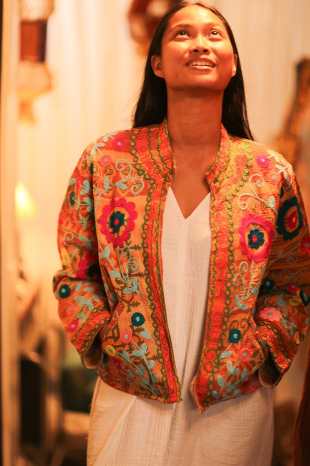EMBROIDERED KANTHA JACKET TOKYO EDIT - sustainably made MOMO NEW YORK sustainable clothing, bestseller slow fashion