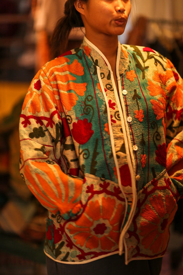 EMBROIDERED KANTHA JACKET VINCE - sustainably made MOMO NEW YORK sustainable clothing, bestseller slow fashion