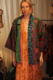 EMBROIDERED KANTHA KIMONO MONTY POT ROAST - sustainably made MOMO NEW YORK sustainable clothing, embellished slow fashion