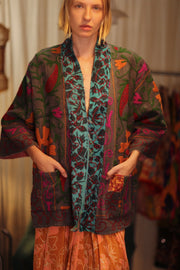 EMBROIDERED KANTHA KIMONO MONTY POT ROAST - sustainably made MOMO NEW YORK sustainable clothing, embellished slow fashion