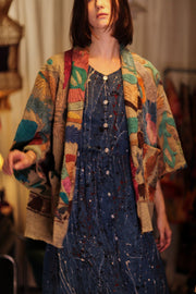 EMBROIDERED KANTHA KIMONO MONTY TROPIC FLOWER - sustainably made MOMO NEW YORK sustainable clothing, embellished slow fashion