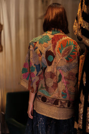 EMBROIDERED KANTHA KIMONO MONTY TROPIC FLOWER - sustainably made MOMO NEW YORK sustainable clothing, embellished slow fashion