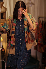 EMBROIDERED KANTHA KIMONO MONTY TROPIC FLOWER - sustainably made MOMO NEW YORK sustainable clothing, embellished slow fashion
