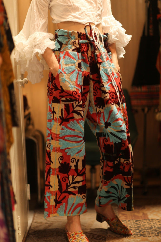 EMBROIDERED KANTHA PANTS FREYA - sustainably made MOMO NEW YORK sustainable clothing, new slow fashion