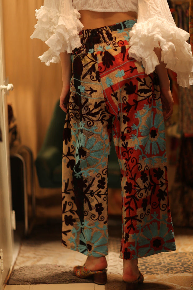 EMBROIDERED KANTHA PANTS FREYA - sustainably made MOMO NEW YORK sustainable clothing, new slow fashion
