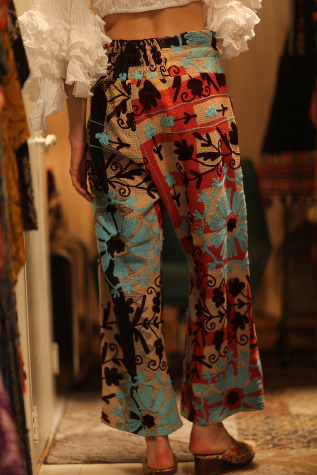 EMBROIDERED KANTHA PANTS FREYA - sustainably made MOMO NEW YORK sustainable clothing, new slow fashion