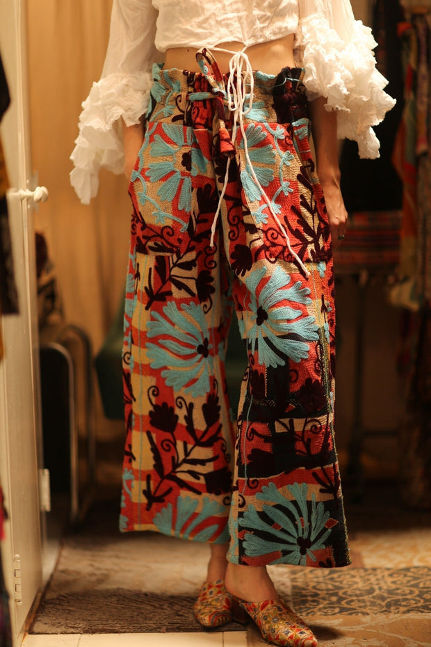 EMBROIDERED KANTHA PANTS FREYA - sustainably made MOMO NEW YORK sustainable clothing, new slow fashion