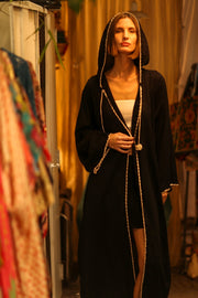 EMBROIDERED KIMONO CARI BLACK - sustainably made MOMO NEW YORK sustainable clothing, kimono slow fashion