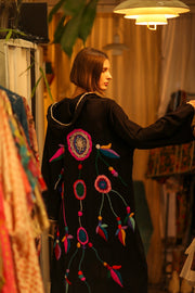 EMBROIDERED KIMONO CARI BLACK - sustainably made MOMO NEW YORK sustainable clothing, kimono slow fashion