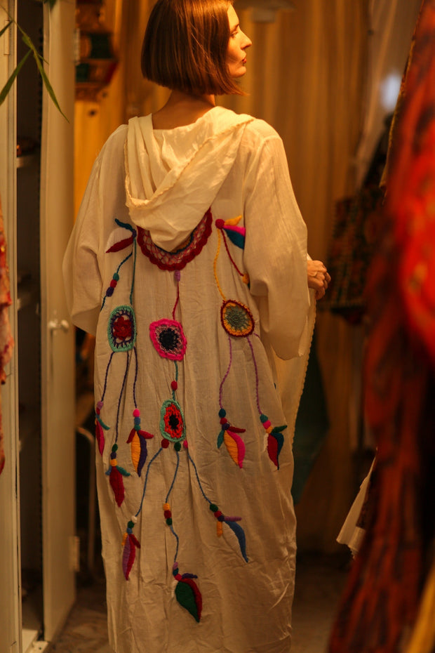 EMBROIDERED KIMONO DORA WHILE - sustainably made MOMO NEW YORK sustainable clothing, kimono slow fashion