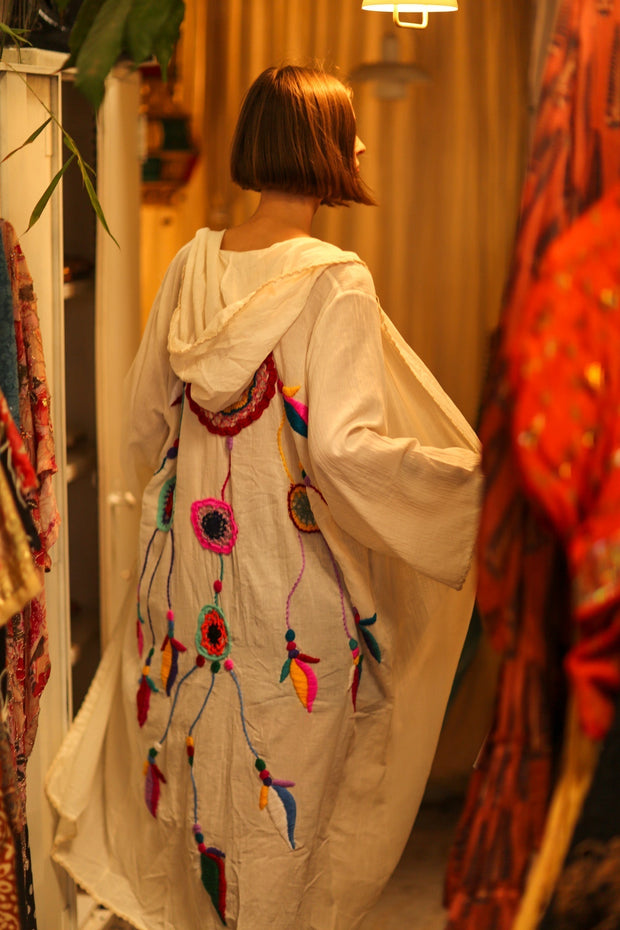 EMBROIDERED KIMONO DORA WHILE - sustainably made MOMO NEW YORK sustainable clothing, kimono slow fashion