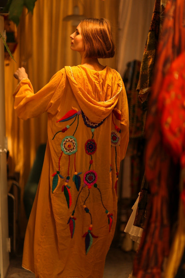 EMBROIDERED KIMONO DREAM GIRL LUCKY - sustainably made MOMO NEW YORK sustainable clothing, kimono slow fashion