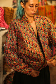 EMBROIDERED SILK BOMBER JACKET LEROY - sustainably made MOMO NEW YORK sustainable clothing, bestseller slow fashion